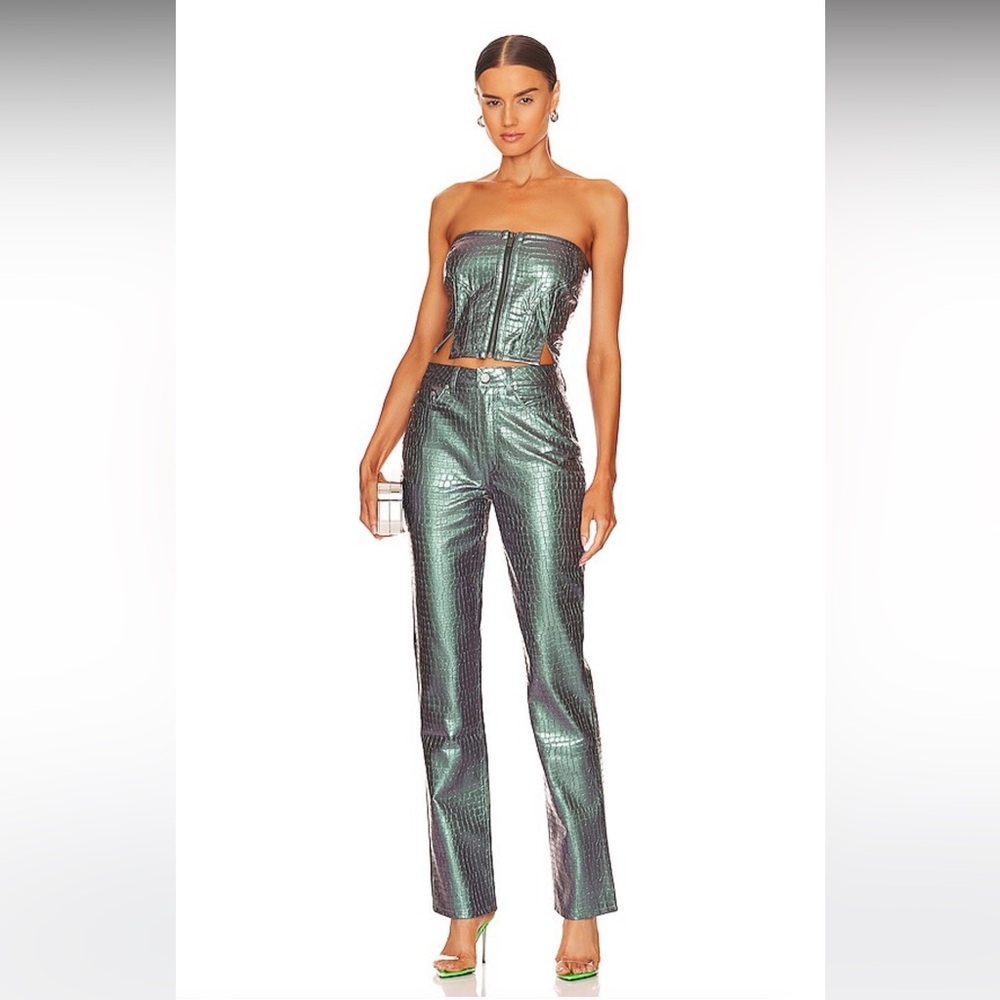 AFRM Mermaid Iridescent Straight leg pant and Bustier top